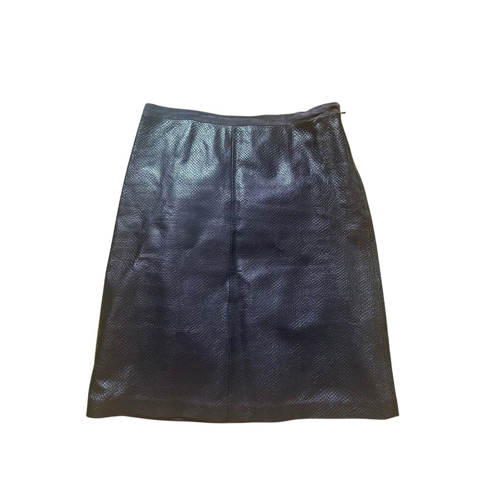 Worth Purple Textured Leather A Line Skirt Size 4